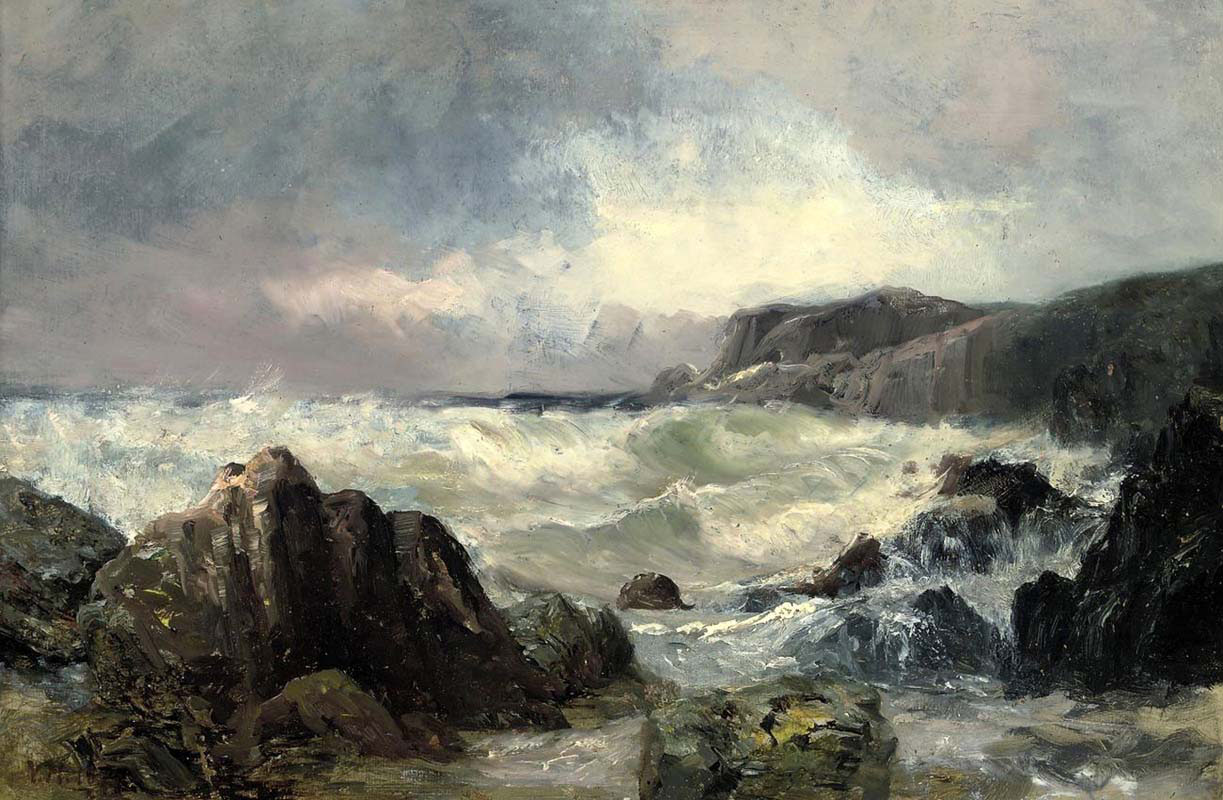Waves Crashing on a Rocky Coastline 